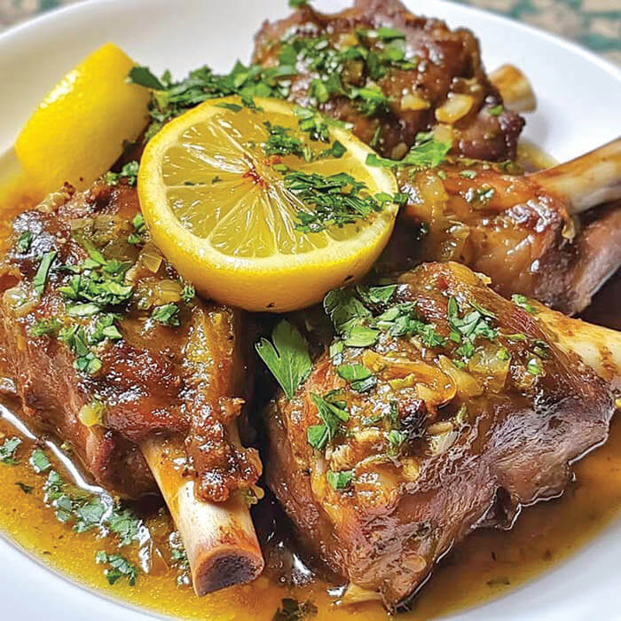 Mediterranean lamb shanks with lemon and oregano