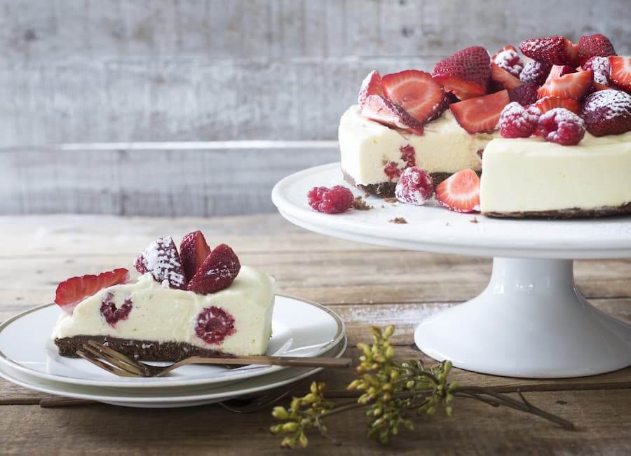 White chocolate strawberry cheesecake
