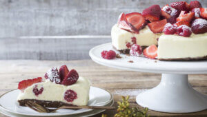White chocolate strawberry cheesecake