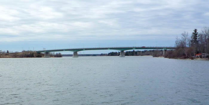 The bridge over the Saskatchewan River at Grand Rapids, Manitoba.