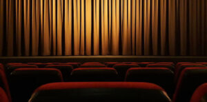 Ghost light illuminates an empty theatre