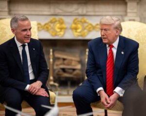 Canadian Prime Minister Mark Carney meets with US President Donald Trump.
