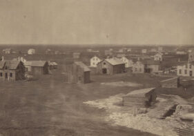 1875 City- Winnipeg was incorporated as a city in 1873. At the time, it had a population of around 2,000 people. The city is pictured two years after incorporation.